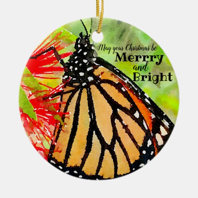 Décoration En Céramique Merry Christmas Sunshine Monarch Butterfly (Devant)