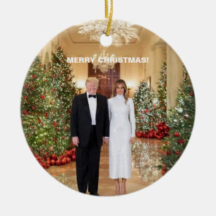 DÉCORATION EN CÉRAMIQUE MERRY CHRISTMAS TRUMP ORNAMENT