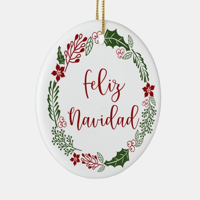 Décoration En Céramique Merry Christmas Wreath espagnol, Feliz Navidad (Droite)