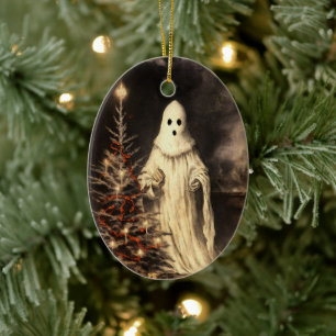 Décoration En Céramique Merry Creepmas Éffrayant Fantôme Gothique Vintage