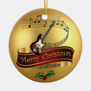 Décoration En Céramique ~ ~Merry de Noël de rouleau ~Musical de guitare