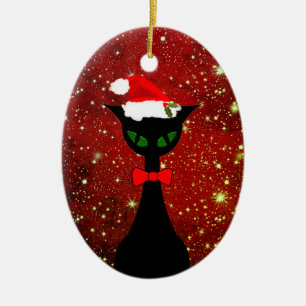 Décoration En Céramique Merry Meowmas Mi-siècle moderne 2019 Noël