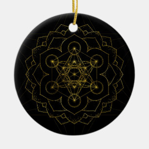 Décoration En Céramique Métatron's Cube in lotus Sacred Geometry