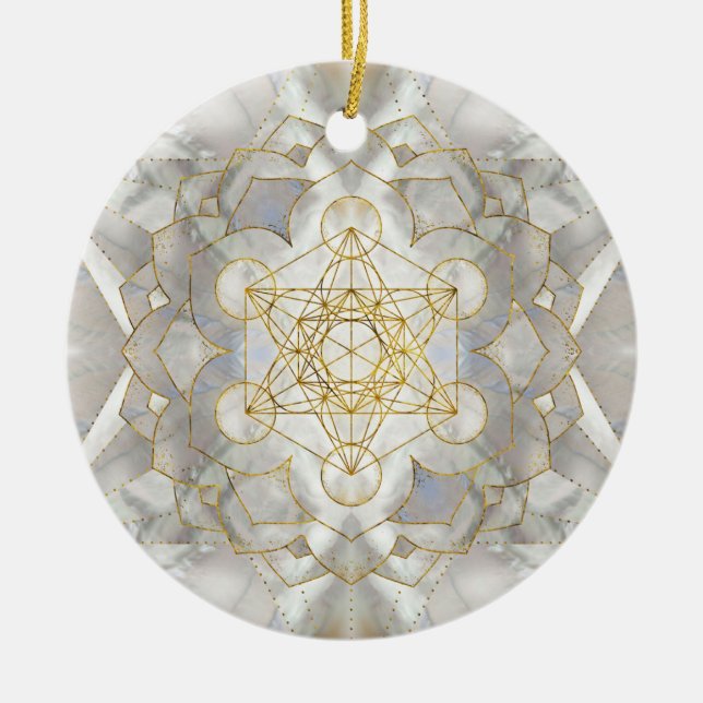 Décoration En Céramique Métatron's Cube in lotus Sacred Geometry (Devant)