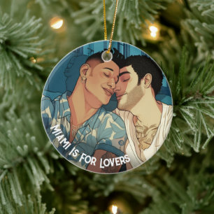 Décoration En Céramique Miami Downtown Gay Men Cuddling Illustration
