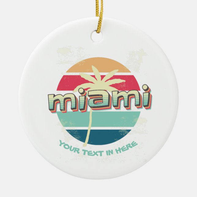 Décoration En Céramique Miami personnalisé, texte ici (Devant)