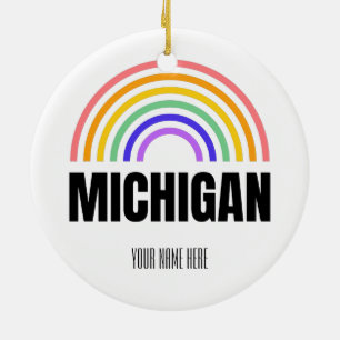 Décoration En Céramique Michigan - Retro - Illustration - Personnalisé