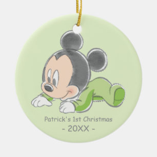 Décoration En Céramique Mickey Baby : son premier Noël en bleu Ajoutez v