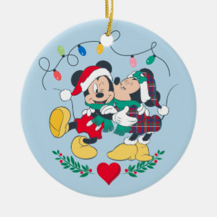 Décoration En Céramique Mickey & Minnie Baisers de Fêtes