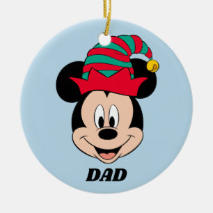 Décoration En Céramique Mickey Mouse Chapeau d'Elfe de Noël