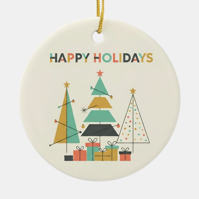 Décoration En Céramique Mid-Century Retro Christmas Trees (Devant)