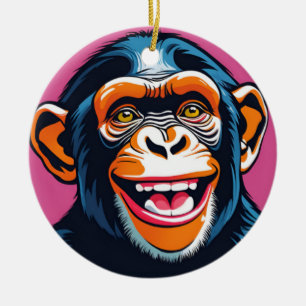 Décoration En Céramique Mignonne Chimpanzée rit