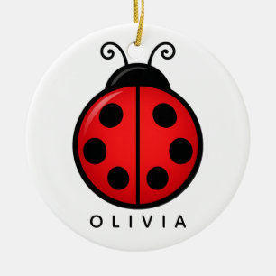 Décoration En Céramique Mignonne coccinelle rouge personnalisée avec nom -