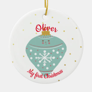 Décoration En Céramique Mignonne Kawaii Ornament Bleu Bébé Premier Noël