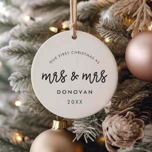 Décoration En Céramique Mignonne Notre premier Noël en tant que Mme et Mme