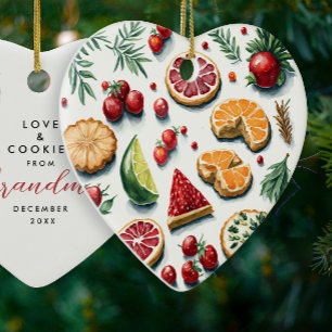 Décoration En Céramique Mignons biscuits de Noël rouges et verts cuits au