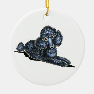 Décoration En Céramique Mini Poodle Noir Posé Plutôt Personnalisé