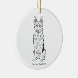 Décoration En Céramique Minimaliste Ligne d'Art de Chien de Berger Alleman