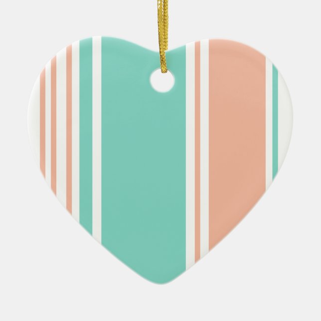 Décoration En Céramique Mint Green et Peach Modern Strips (Devant)