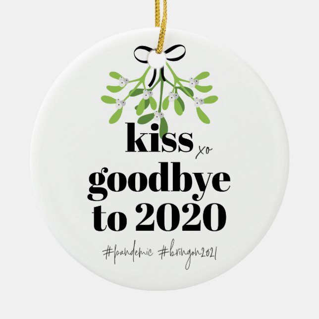 Décoration En Céramique Mistletoe Kiss Adieu à 2020 Do-Over Humour drôle (Devant)