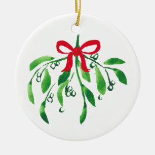 Décoration En Céramique Mistletoe NOM & NOM Année Festive Rouge Vert Kiss