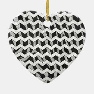 Décoration En Céramique Modèle Chevron noir et gris Zebra