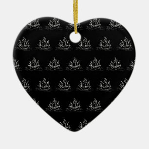 Décoration En Céramique Modèle noir et blanc de bateau de pirate