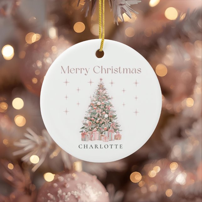 Décoration En Céramique Modern Blush Christmas Tree – Personalized Holiday (Créateur téléchargé)