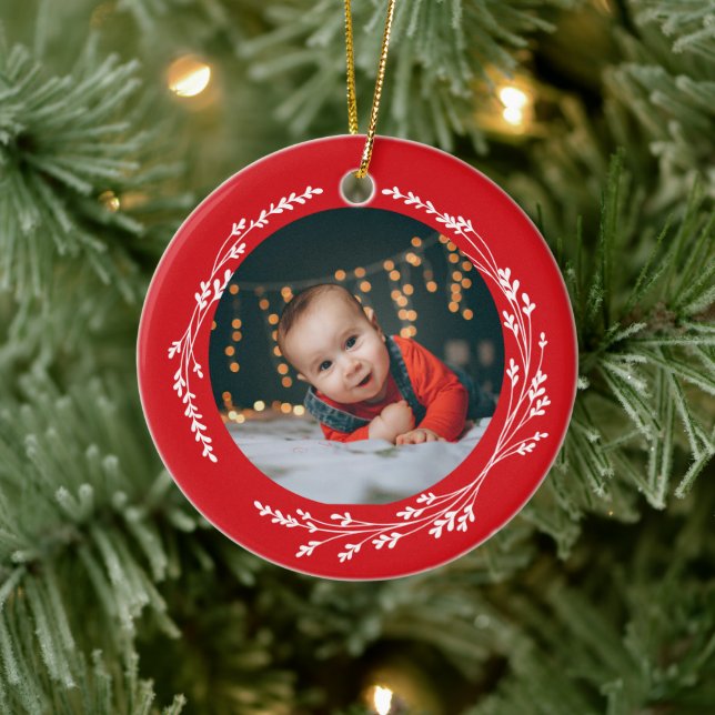 Décoration En Céramique Modern Elegant Baby First Christmas Red (Arbre)