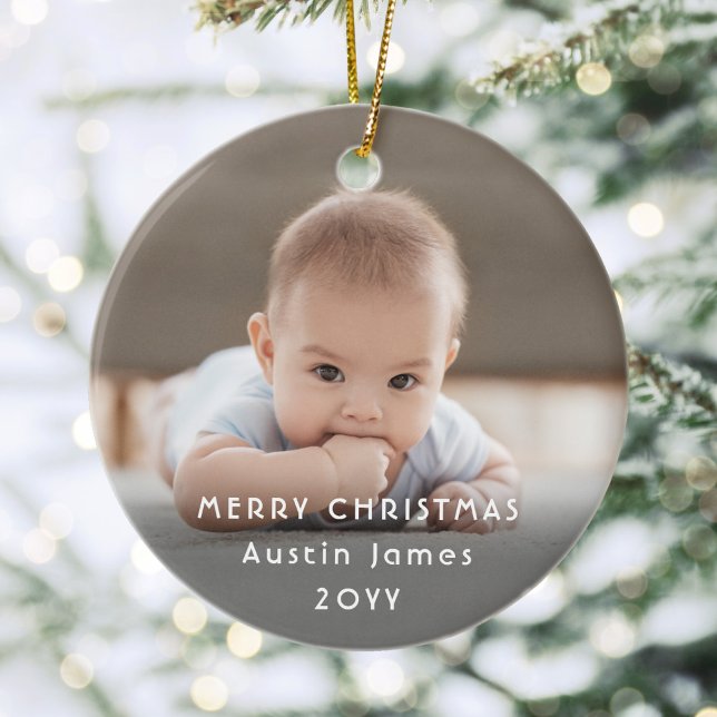 Décoration En Céramique Modern Minimalist White Typography Overlay 2 Photo (Créateur téléchargé)