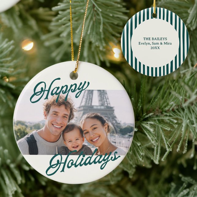 Décoration En Céramique Modern Photo Happy Holidays Family Keepsake (Créateur téléchargé)