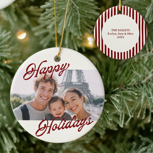 Décoration En Céramique Modern Photo Happy Holidays Family Keepsake (Créateur téléchargé)