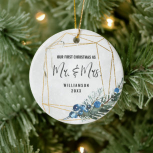 Décoration En Céramique Moderne Notre Premier Noël En Tant Que Mr & Mrs Ph