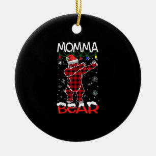 Décoration En Céramique Momma Ours Dablo Buffalo Plaid Lumières Noël