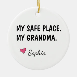 Décoration En Céramique Mon Endroit Sûr Ma Grand-Mère Personnalisé