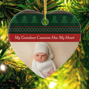 Décoration En Céramique Mon Petit-Fils A Mon Coeur Photo Noël Grand-mère