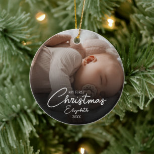Décoration En Céramique Mon premier Noël Baby Photo Élégant Script