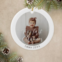 Mon premier Noël bébé photo personnalisée moderne