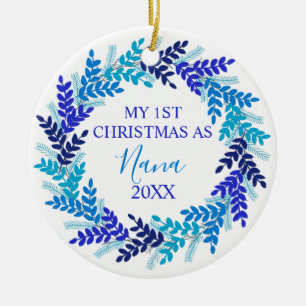 Décoration En Céramique Mon premier Noël comme Nana Elegant Blue Wreath