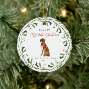 Décoration En Céramique Mon premier Noël de chien avec le nom Boxer