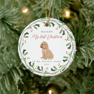 Décoration En Céramique Mon premier Noël de chien avec nom Poodle