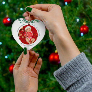 Décoration En Céramique Mon premier Noël en photo de grand-mère