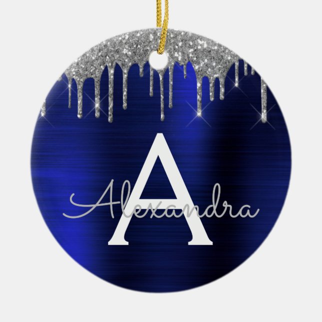 Décoration En Céramique Mongram de Silver Navy (Devant)