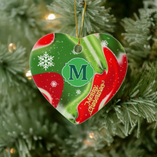 Décoration En Céramique MONOGRAM Noël rouge et vert Abstrait