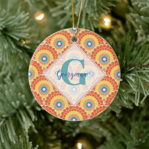 Décoration En Céramique Monogramme Art Déco Egée Été Radiant Mandala