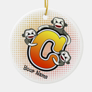 Décoration En Céramique Monogramme C Sock Monkey