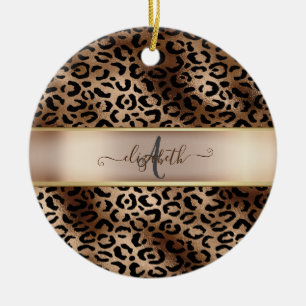 Décoration En Céramique Monogramme de bronze noir Motif léopard