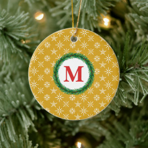 Décoration En Céramique Monogramme de couronne Votre nom Fléaux de neige b