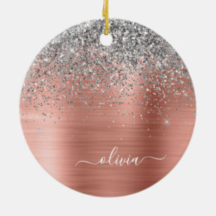 Décoration En Céramique Monogramme de Parties scintillant d'argent en méta