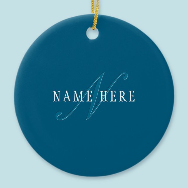 Décoration En Céramique Monogramme élégant | Bleu océan (Créateur téléchargé)